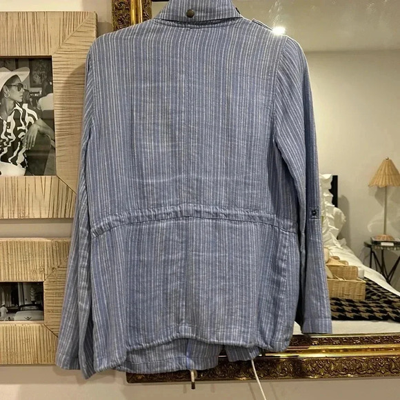Blue linen striped jacket s - Picture 5 of 5